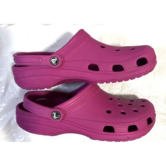 Unisex Pink Crocs Classic Clogs Slip On Slippers Women's 11 Men's 9 Comfort - Picture 6 of 9